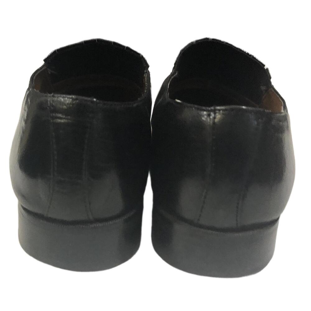 STACY ADAMS Dress Shoe Mens Size 9 1/2M Black Slip-On Loafer Ribbed Vamp Classic - Picture 8 of 12